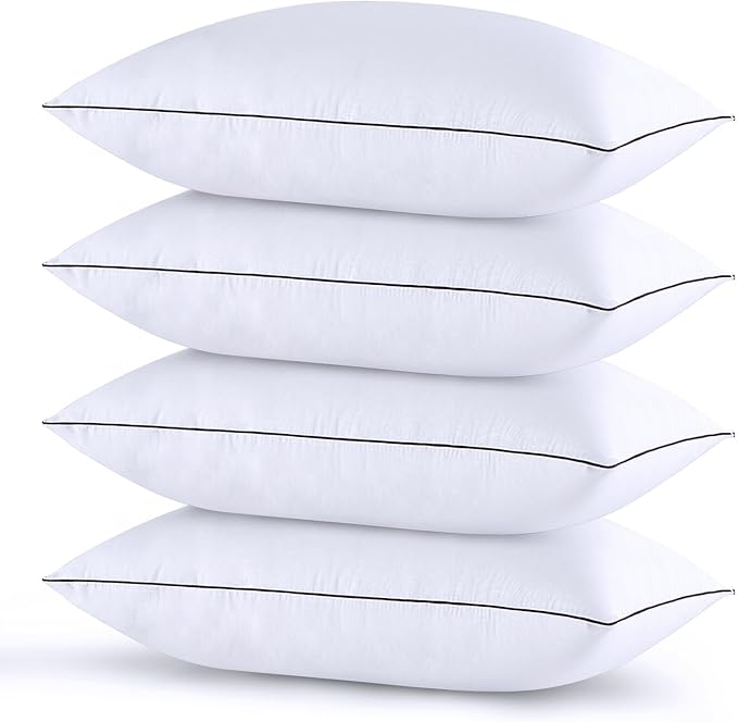 HUXMEYSON Pillows Standard Size Set of 4, Bed Pillows Set of 4, Down Alternative Luxury Hotel Pillows for Sleeping，Standard Pillows Set of 4 for Side and Back Sleepers