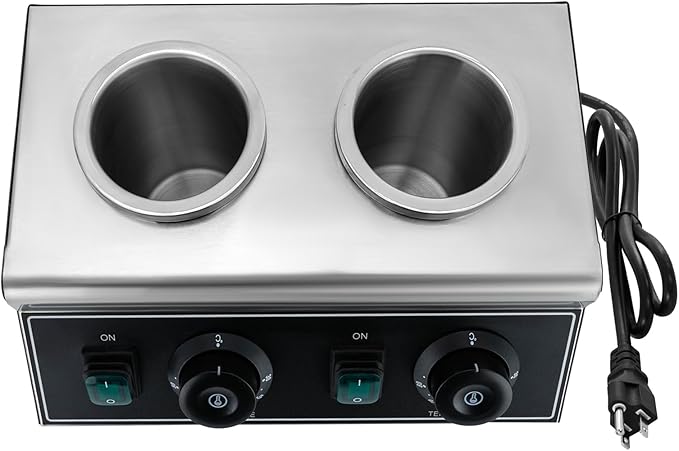 Electric Sauce Bottle Warmer 0.72x2Qt Commercial Electric Sauce Warmer 400W Hot Chocolate Warmer 86-176°F Sauce Warmer Dispenser Double Bottles Cheese Warmer for Home Restaurant