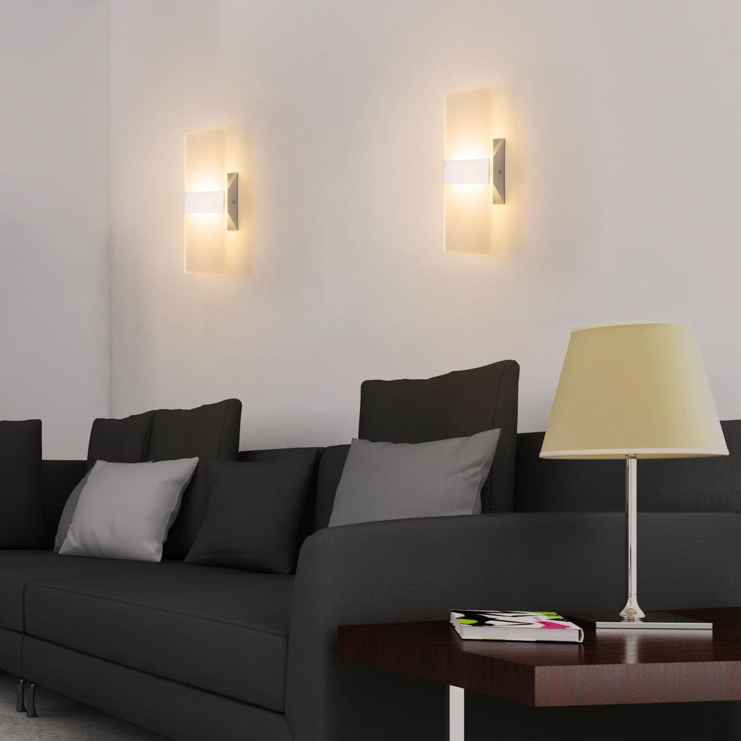 Changm Led Wall Sconce 12W Modern Acrylic Light Fixture, Warm White, 3 Pack For Living Room, Bedroom, Hallway