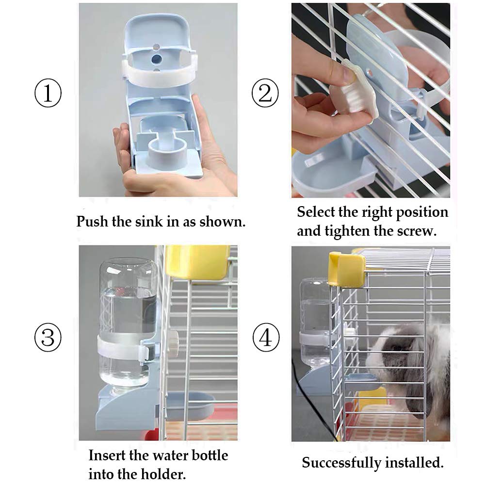 kathson Rabbit Water Bottle, 17oz Hanging Water Fountain Automatic Dispenser No Leak WaterFeeder for Bunny Chinchilla Guinea Pig Hedgehog Ferret