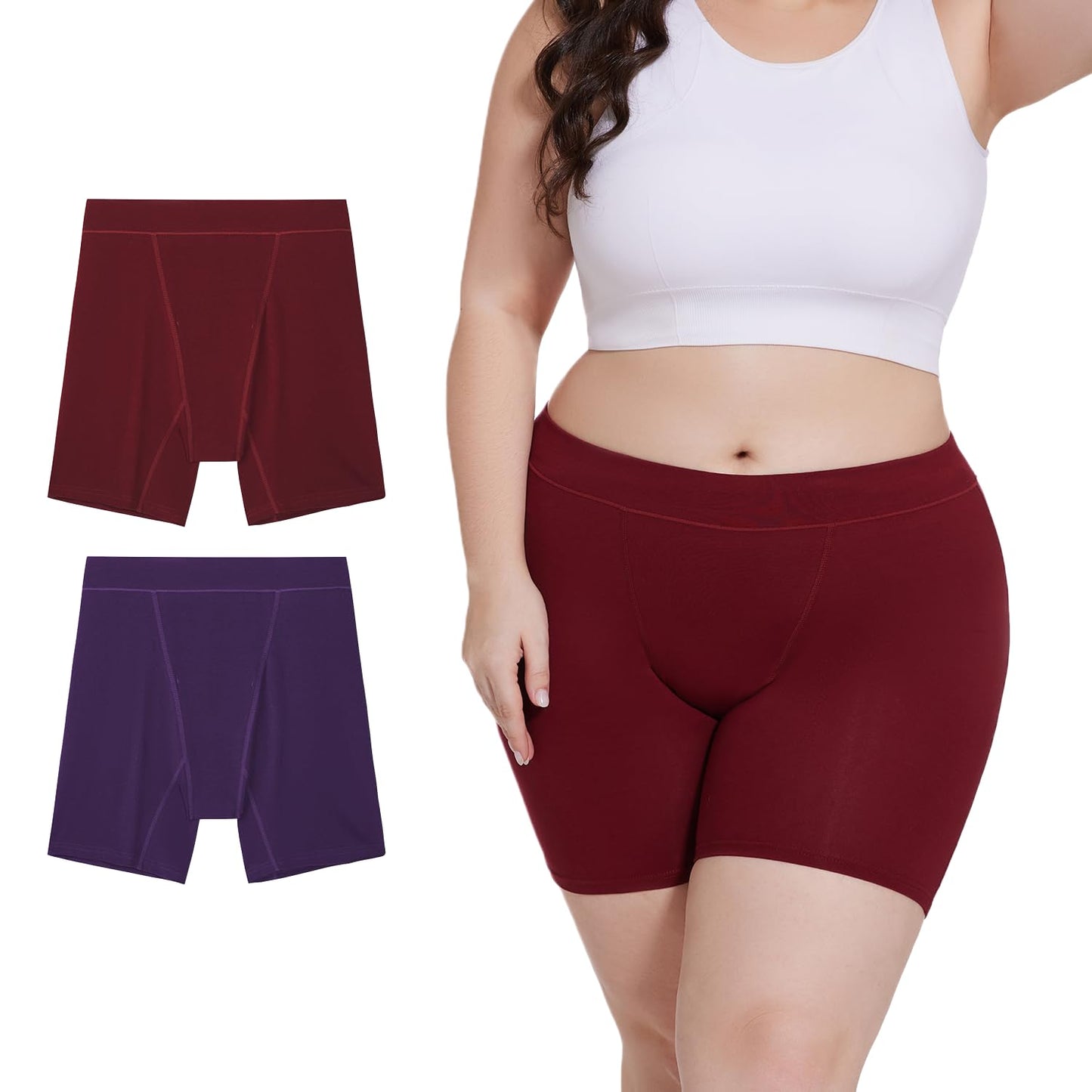 Allbase Incontinence Underwear for Women Washable Period Boxers Briefs Heavy Flow Leakproof Overnight High Absorbency Menstrual Postpartum Bladder Control Boyshorts Panties XX-Large Pack of 2