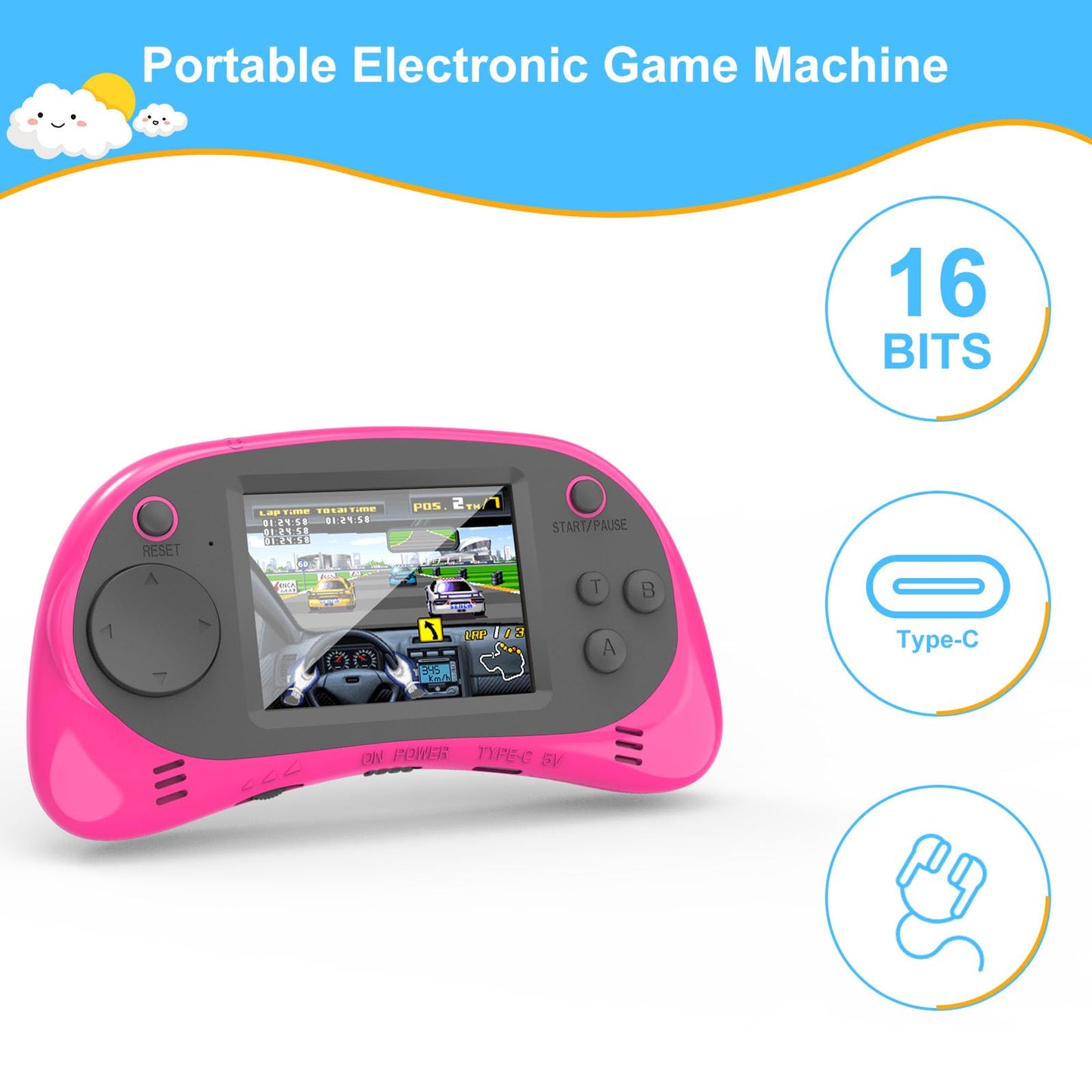 EASEGMER Kids Learning Game Console - 220 Educational Games for Ages 3-10, 2.5" HD Screen with Travel Case, Rechargeable & Durable, Perfect for Boys and Girls