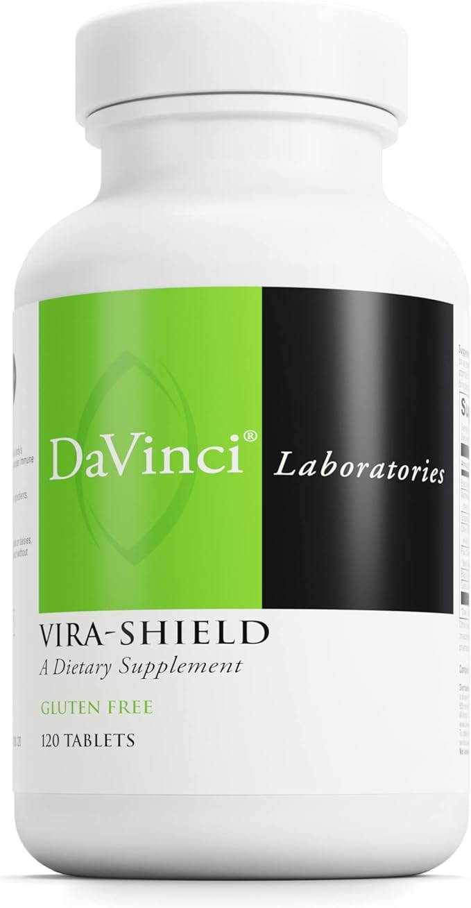 DAVINCI Labs Vira-Shield - Dietary Supplement to Support Detox, Immune System and Healthy GI Function* - with Black Walnut, Wormwood, Olive Leaf, PAU D’Arco, and More - Gluten-Free - 120 Tablets