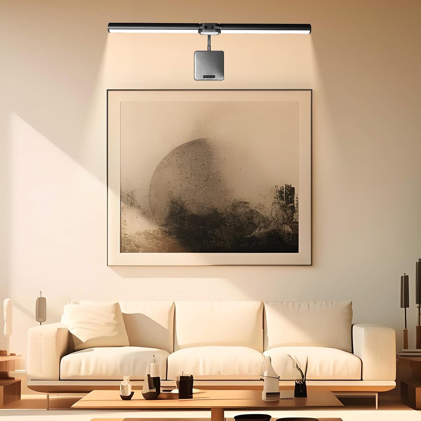 cotaros Metal Picture Light 26in Wireless Dimmable Art Lighting Black, Model AA-1 with Remote and Timer for Wall Decor