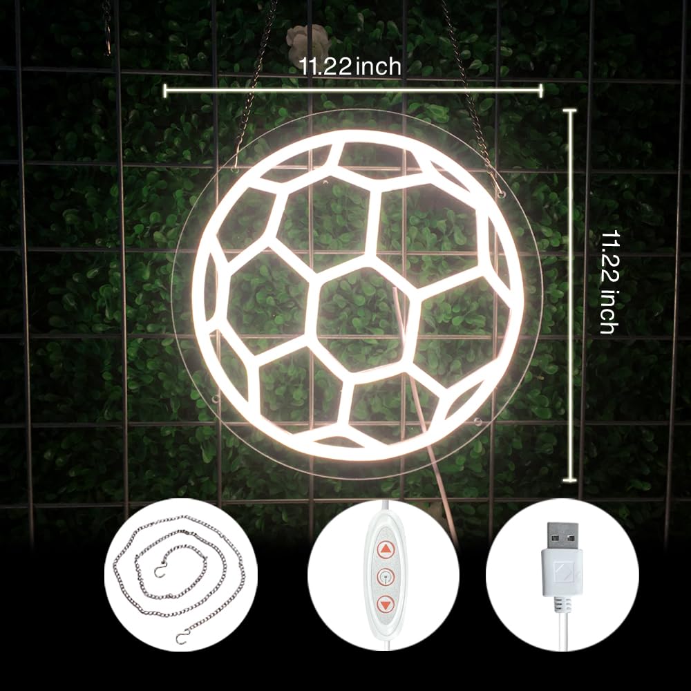 Soccer Neon Sign  Dimmable Led Neon Signs For Wall Decor  Football Neon Light Usb-Powered  Sports Neon Sign For Bedroom  Sports Cave  Kids Rooms | Unique Holiday/Birthday Gifts For Teen Boys & Soccer Fans