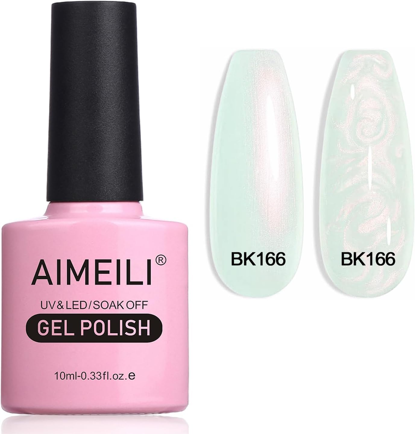 AIMEILI Hema Free Pearl Gel Nail Polish, Vegan, Hema Free, Shimmer Mermaid Nail Gel Soak Off U V Nail Art - (166) 10ml