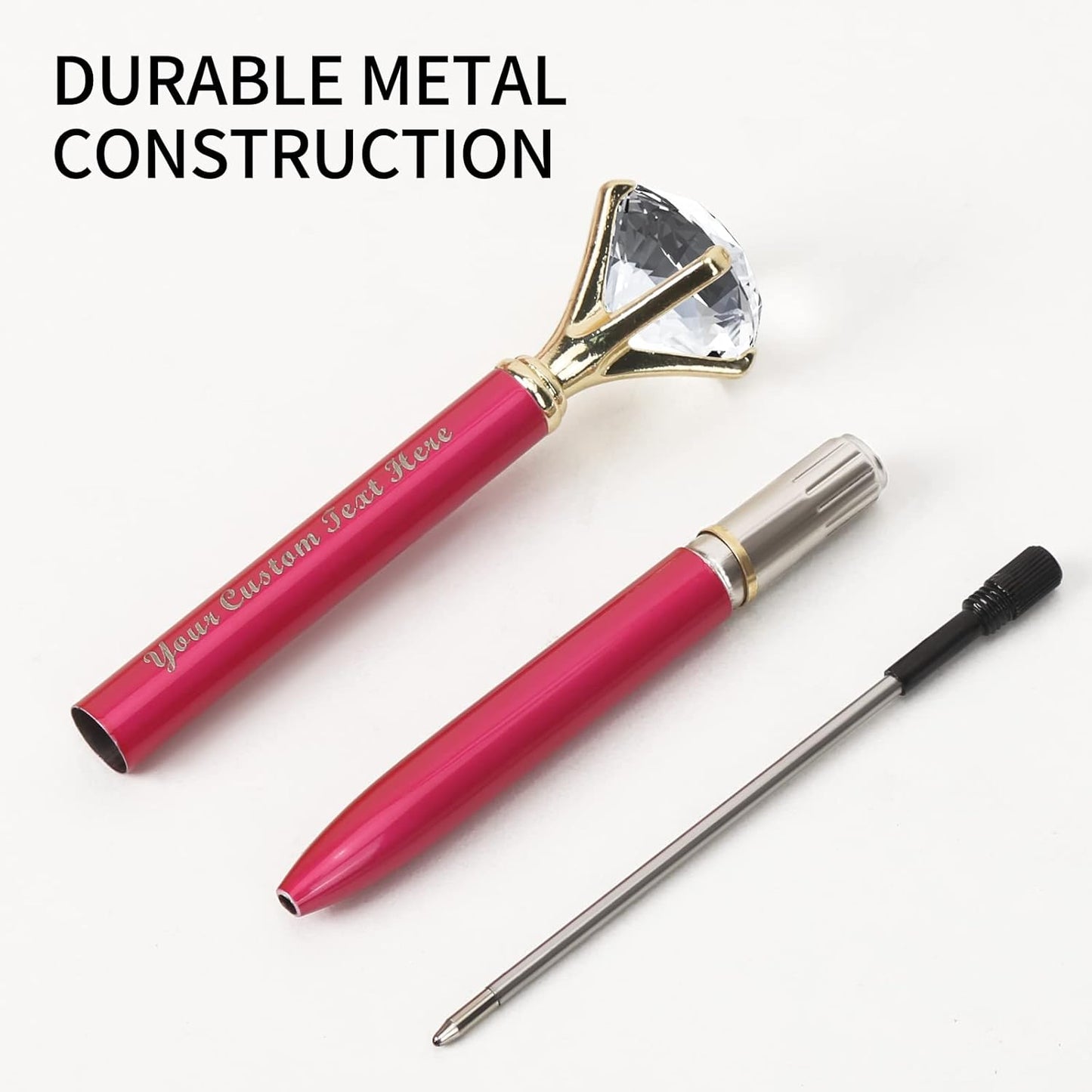 Personalized 20 Pieces Big Diamond Pen Rhinestones Crystal Metal Promotional Ballpoint Pens Black Ink
