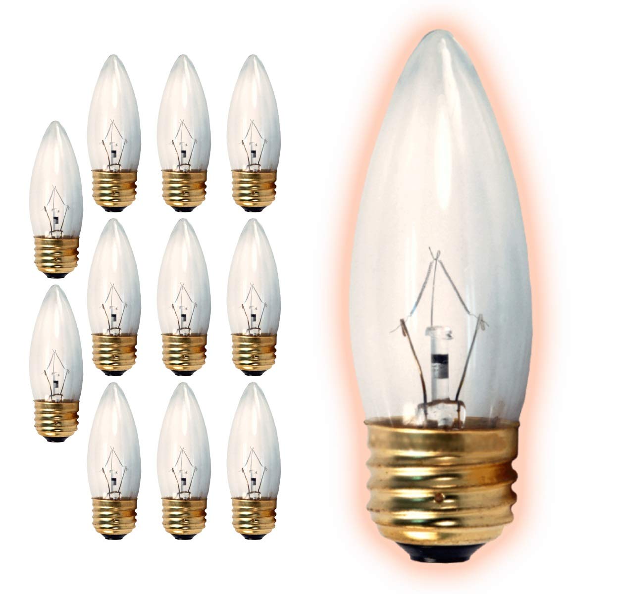 GoodBulb 25-Watt Incandescent Torpedo Light Bulbs, Dimmable, 2700K Warm White, Clear, Pack of 12