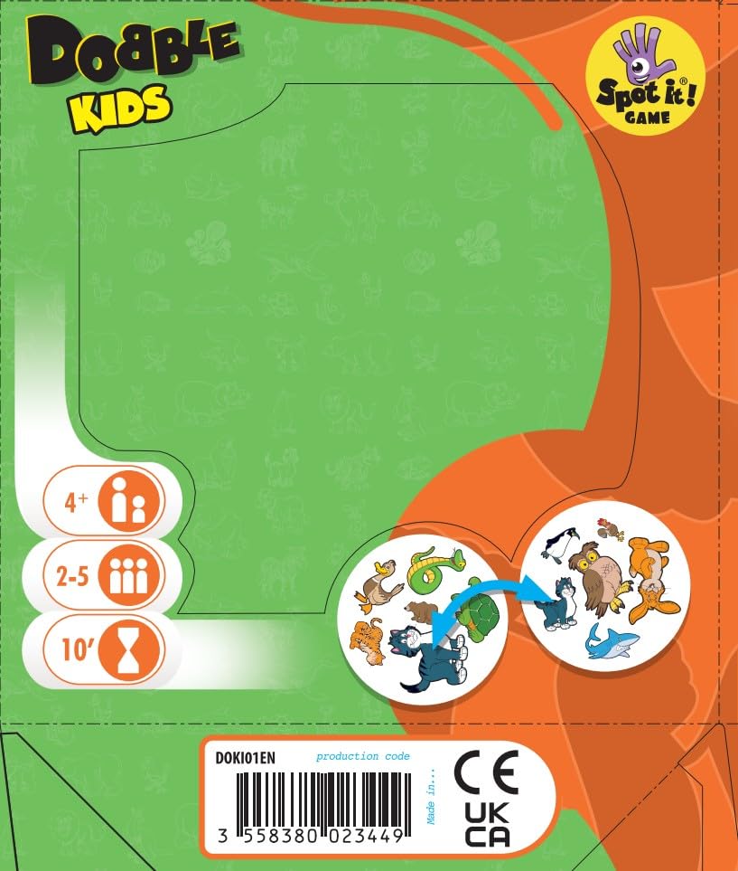 Asmodee | Dobble Kids | Card Game | Ages 6+ | 2-8 Players | 15 Minutes Playing Time