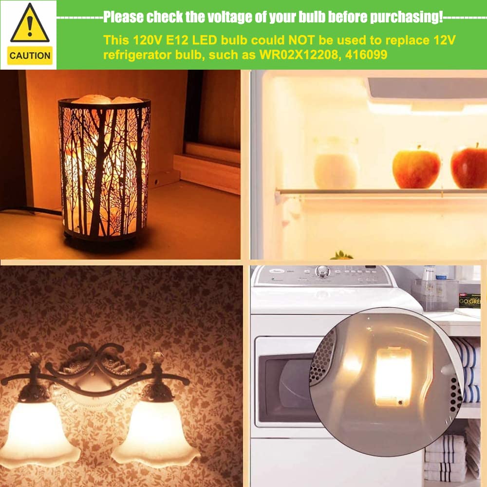 Makergroup E12 Dryer LED Light Bulb 2W Warm White 2700K-3000K 2-Pack Candelabra Base