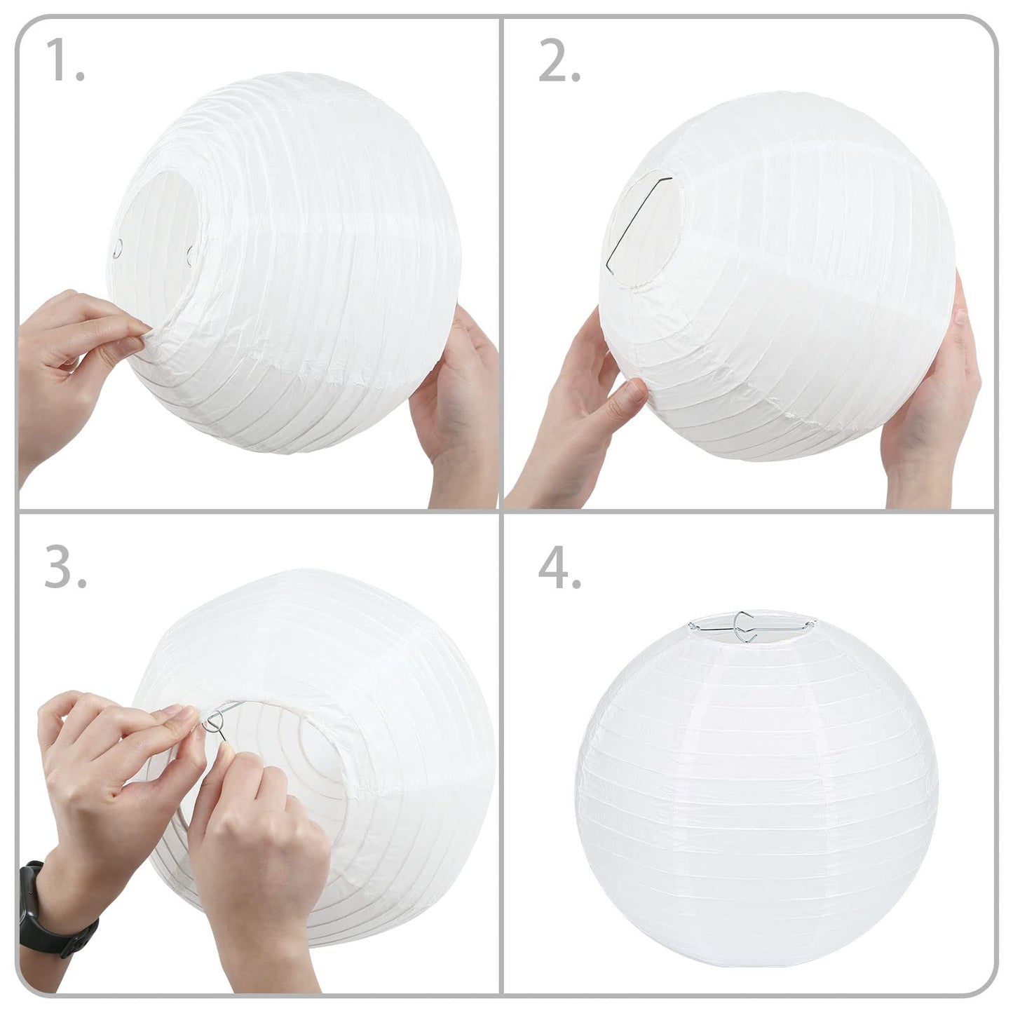Lihao 10Pcs White Paper Lanterns - Decorative Chinese Lanterns For Weddings, Parties, Baby Showers - Sizes: 6, 8, 10, 12