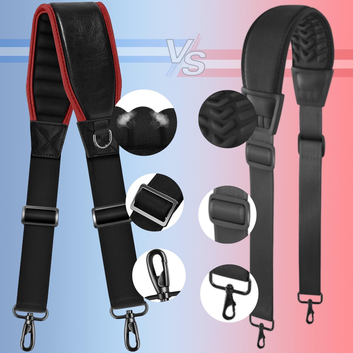 ZINZ 79" Universal Bag Strap with Neoprene Thick Padded, Fixed Pad Strap with Adjustable Buckles and Metal Swivel Hooks