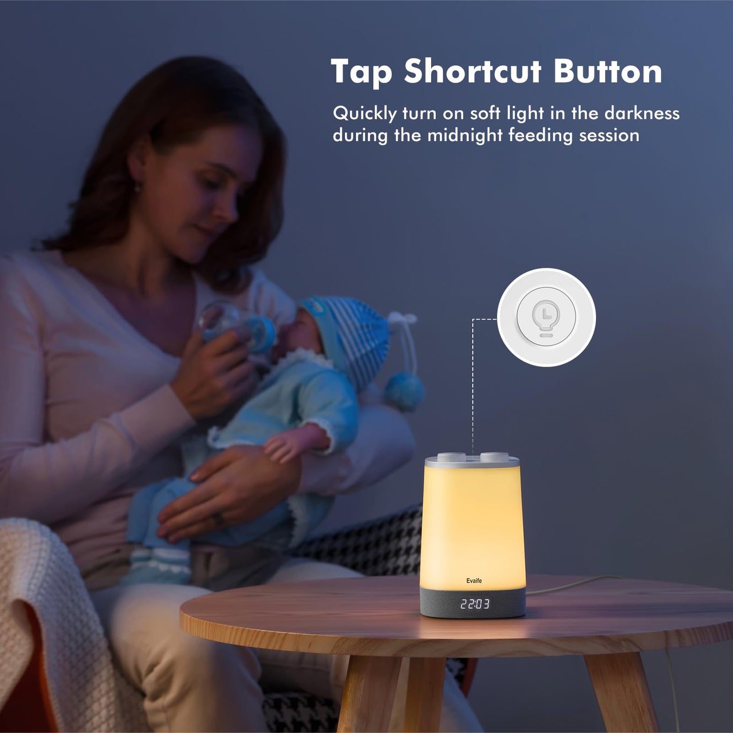 Evaife Baby Sound Machine, Nursery Night Light for Kids, Alarm Clock, White Noise Machine for Sleeping, OK to Wake Clock for Toddlers, APP Control, Fan Rain Wave, Sleep Trainer