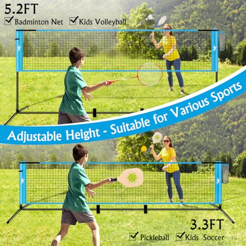 KIKILIVE Pickleball Badminton Net Set for Backyards, All-in-One Portable Volleyball Combo Set with Adjustable Net, Volleyb...