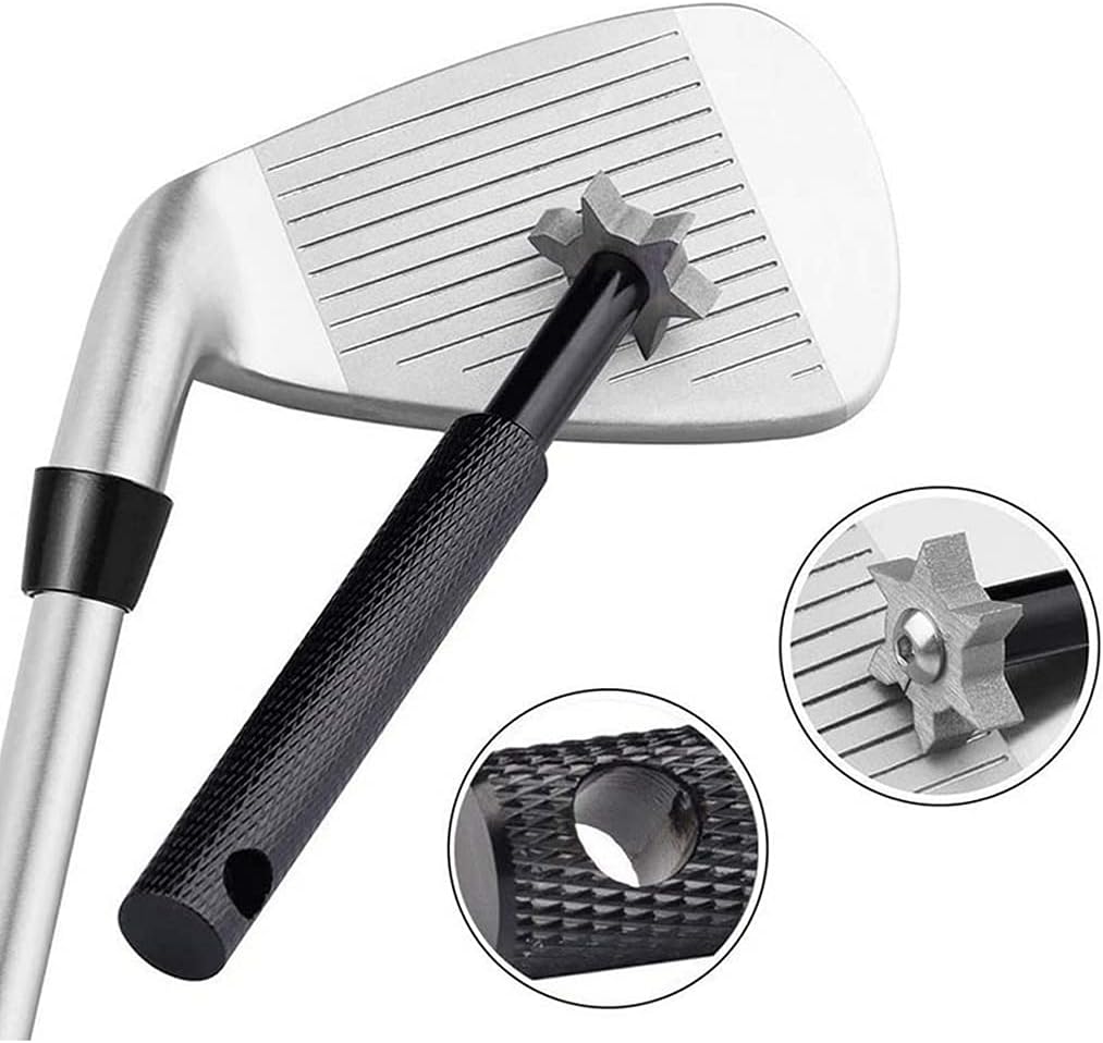 Golf Club Groove Sharpener, Iron Wedge Groove Sharpener Tool with 6 Carbide Tungsten Steel Cutters, Golf Club Cleaner Re-Grooving Cleaning Tool