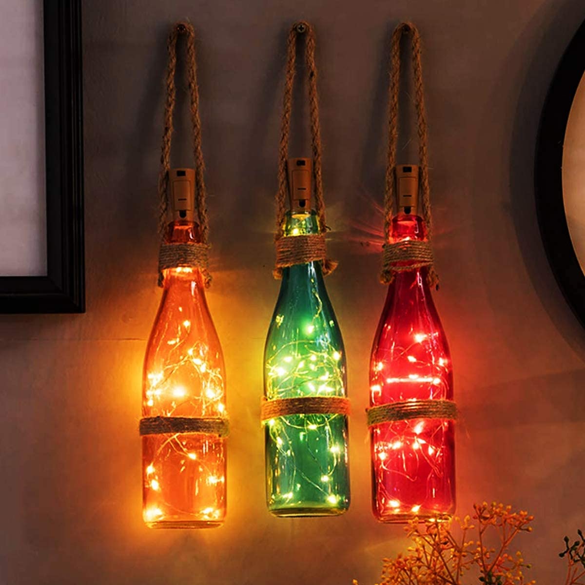 Fensty 30 Pack Wine Bottle Lights With Cork - Cork Bottle Lights Battery Operated 6.6Ft Silver Wire 20 Leds Fairy Lights For Christmas Diy Party Decor Wedding (Warm White 90 Additional Batteries)
