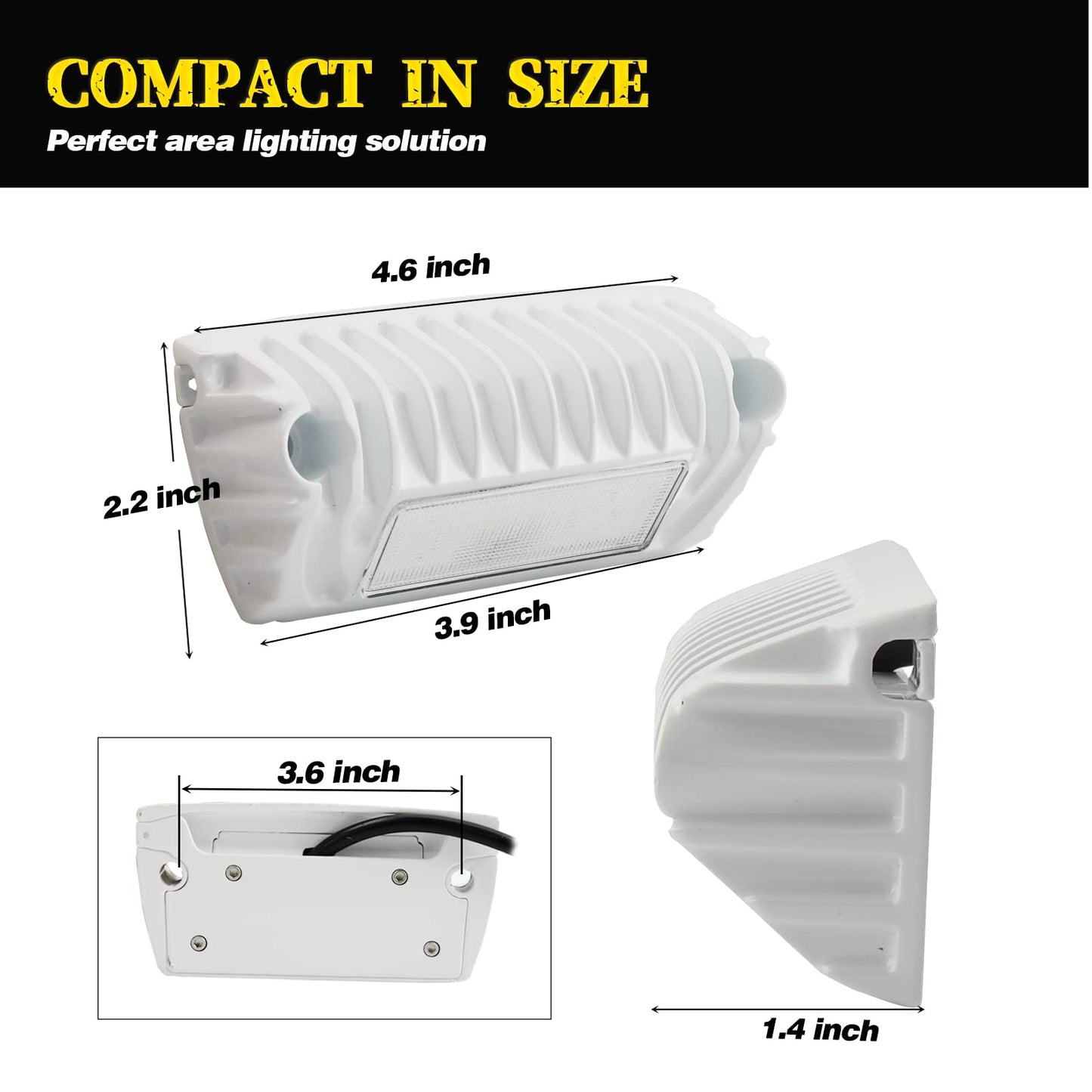 Chelhead Rv Porch Light White Aluminum Base 12V Dc Rv Exterior Led Lighting Outside Lights Compatible With Rv Camper Trailers Porches Towing 5Th Wheels Utility Vehicles Boat