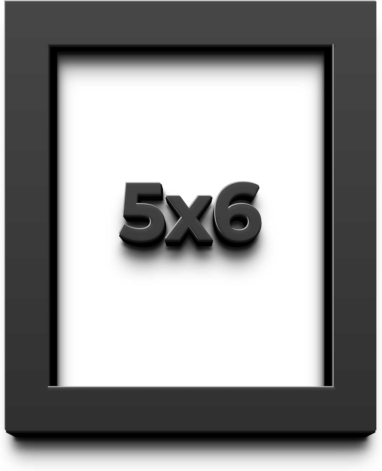 5x6 Shadow Box Black Solid Wood Display Frame with White Acid-Free Backing UV Acrylic & Hanging Hardware - with 3/4" Usable Depth