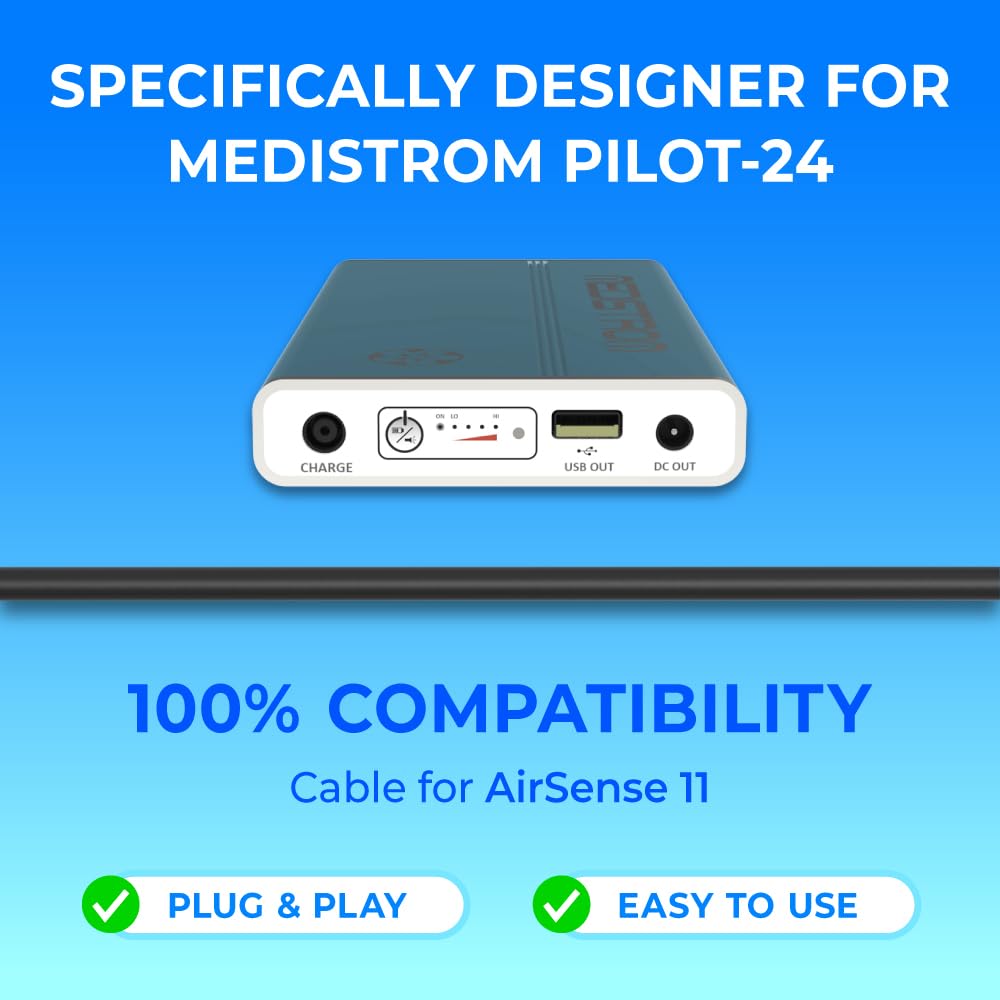 Medistrom Pilot-24 Lite Cable Kit Compatible with AirSense 11 CPAP Machine – CPAP Power Cord, Replacement Cord for CPAP Machines, Adapter, CPAP Accessories