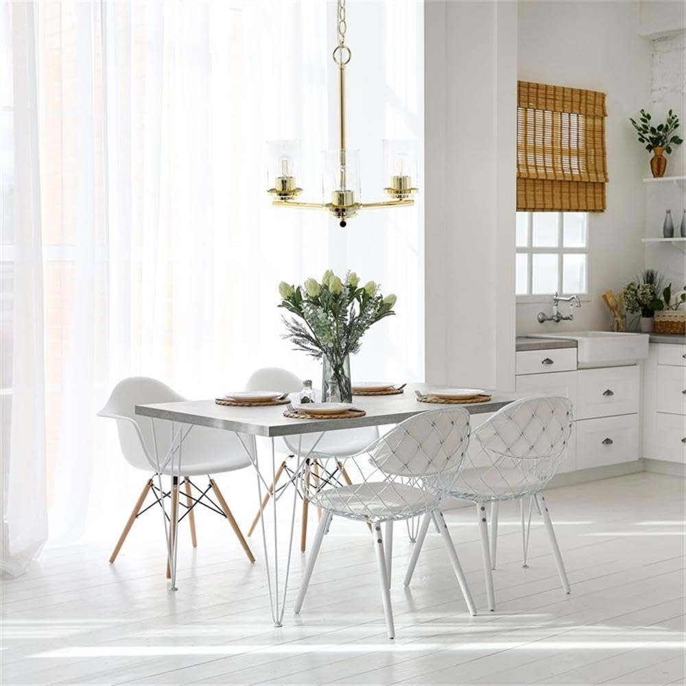 Elegant Designs 3-Light Pendant Chandelier, 15 Glass & Metal, Gold, Model Pt1018-Gld For Kitchen, Foyer, Dining Room