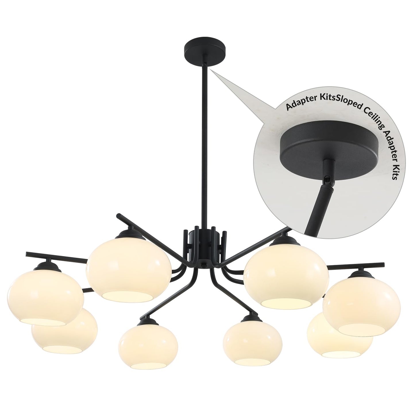 Kco Lighting 2Pcs Sloped Ceiling Adapter For Ceiling Lamp Pendant Light Chandelier Track Suspension Accessories  Hanging Helper Suitable For Vaulted  Angle Or Irregular Ceiling (Black)