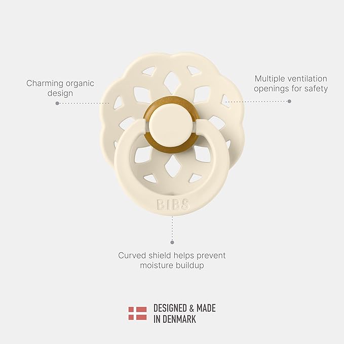 BIBS Pacifiers - Boheme Collection | BPA-Free Baby Pacifier | Made in Denmark | Set of 2 Ivory/Sage Color Premium Soothers | Size 6-18 Months