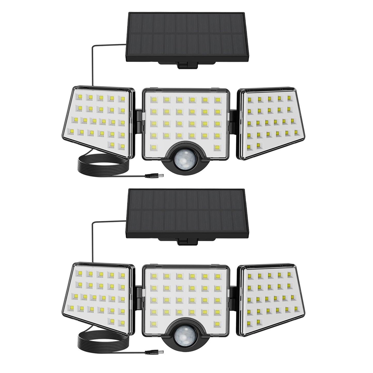 Lepro Solar Lights for Outside, Motion Activated, 3 Adjustable Heads, IP65 Waterproof, Black, Model PR640004-DW-2, 2 Packs