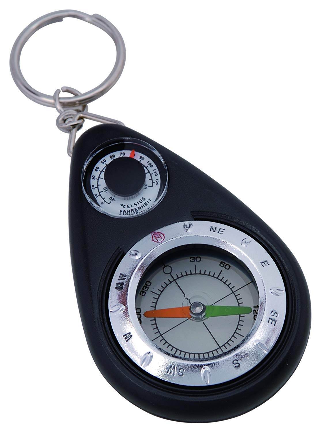 Ace Camp Munkees Small Compass And Thermometer Keychain, Mini Pocket-Sized Waterproof Keyring Gear For Camping, Hiking, Backpack