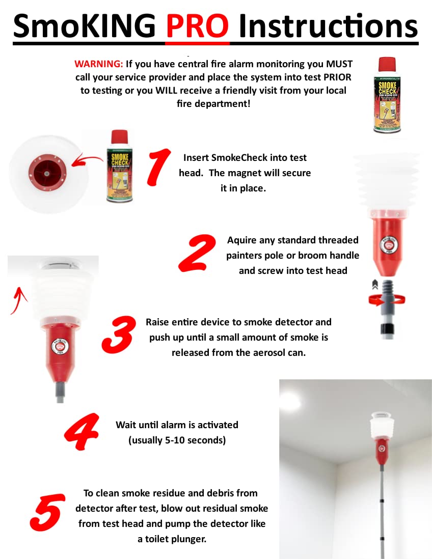 New & Improved Smoking PRO - Smoke Detector/Fire Alarm Tester + 1 Can HSI SmokeCheck