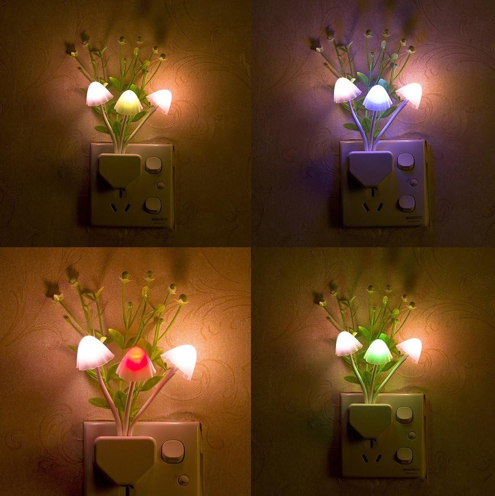 Zezhou Sensor Mushroom Night Light - 2 Pack Color Changing Plug-In Wall Led Mushroom Dream Bed Lamp For Kids mature-themeds Stocking Stuffers Ideas Birthday Gift Cute Nightlight
