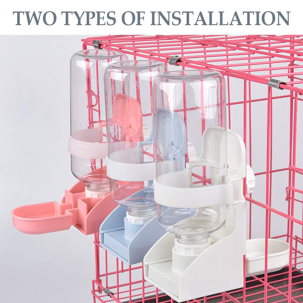 kathson Rabbit Water Bottle, 17oz Hanging Water Fountain Automatic Dispenser No Leak WaterFeeder for Bunny Chinchilla Guinea Pig Hedgehog Ferret