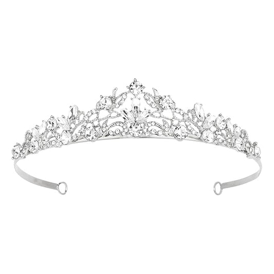 Amariver Silver Wedding Crown Crystal Small Tiara for Women Queen Crowns Princess Headband Rhinestones Tiaras for Bride Sp...