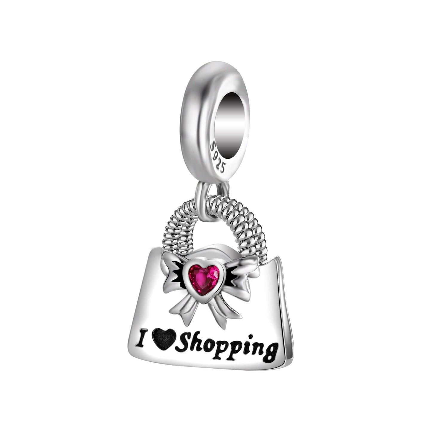 dazlily I Love Shopping Charm 925 Sterling Silver Charms for Bracelets Necklaces Jewelry Gifts