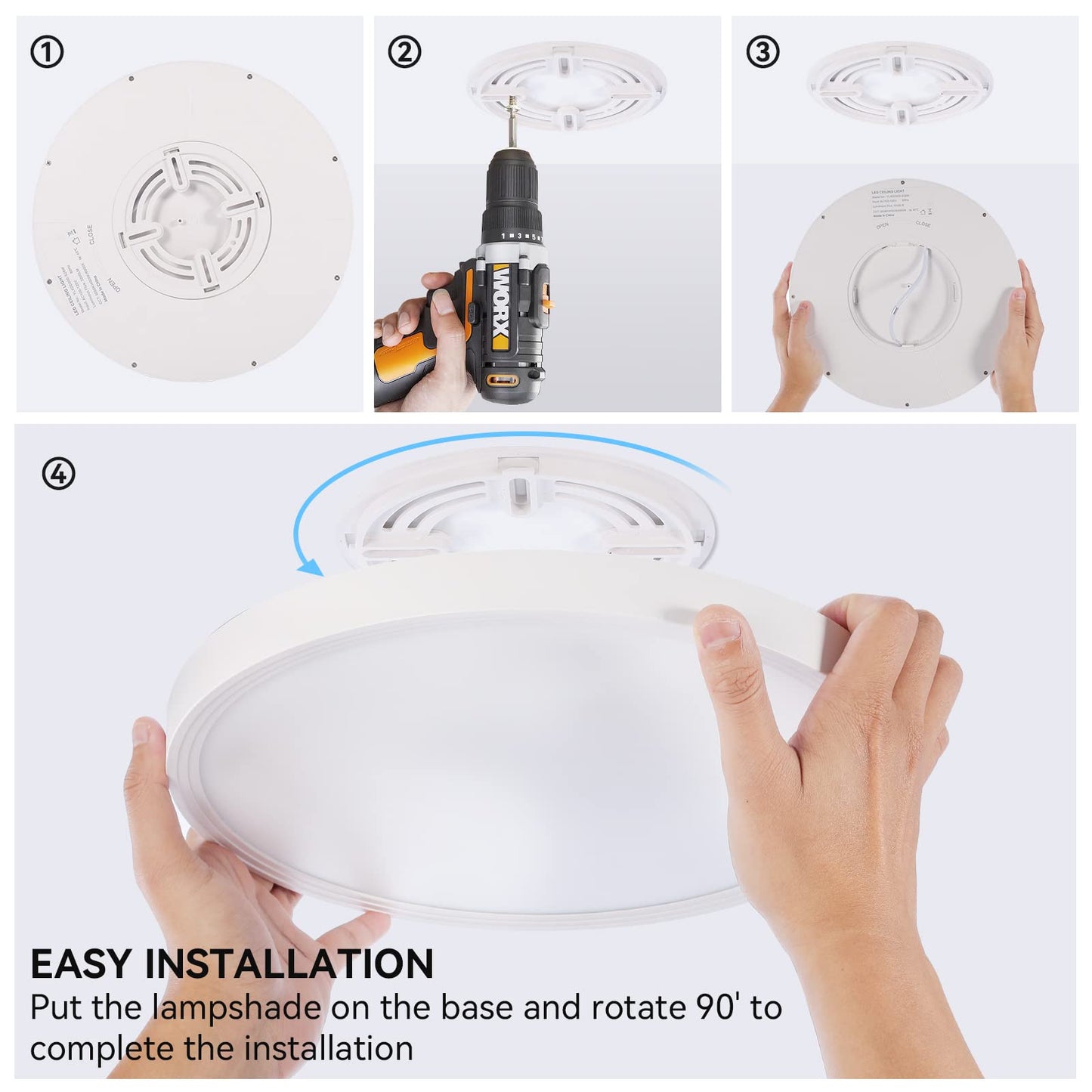 Superyofo 2800Lm Led Ceiling Light Fixture, 9 Inch Black, 24W, Day White 6000K, Slim Design, 250W Equivalent, 6-Pack