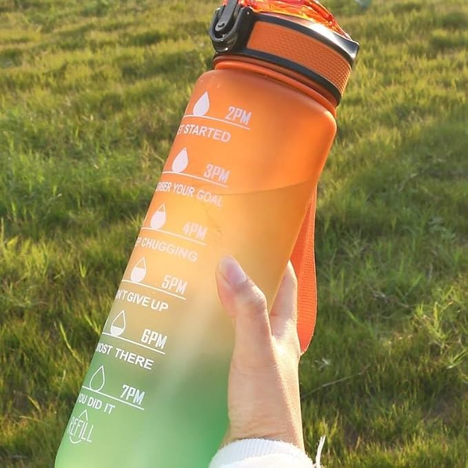 Motivational water bottle time marker 32oz