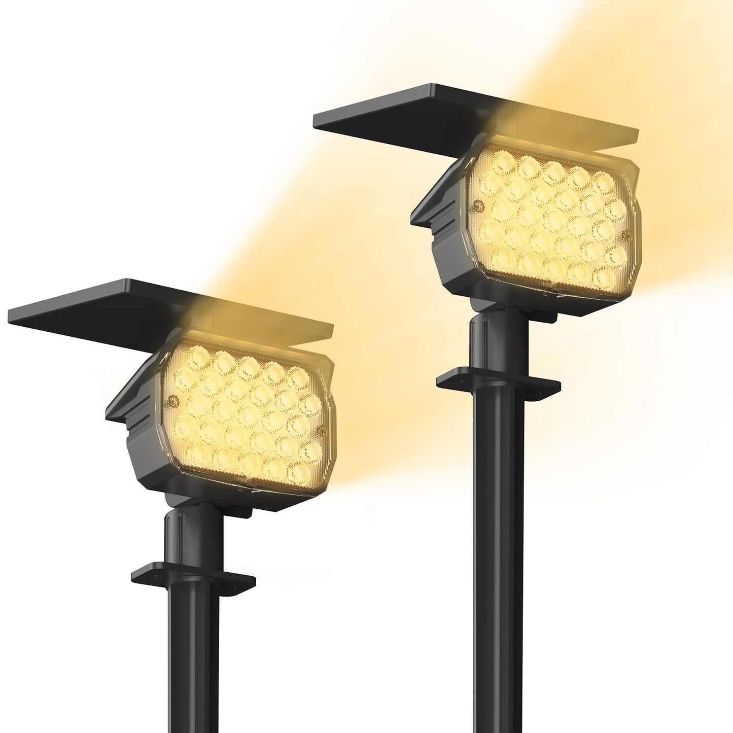 VOLISUN Solar Spotlight Outdoor, IP67 Waterproof, 27 LED, 3 Lighting Modes, 2 Pack, Warm White, Model 21464