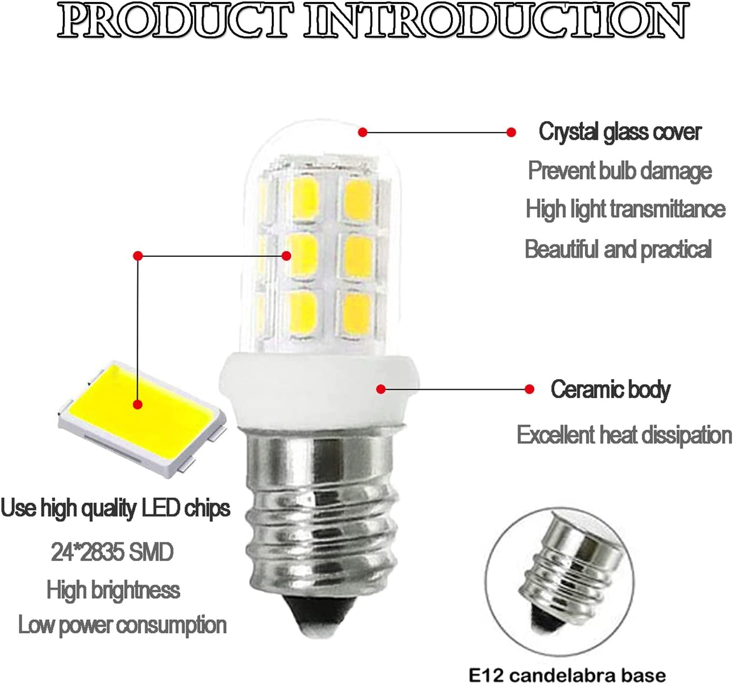 Zssxoled C7 E12 Led Bulbs For Himalayan Salt Lamps, 2-Pack, 6000K White Plastic Night Light Bulbs