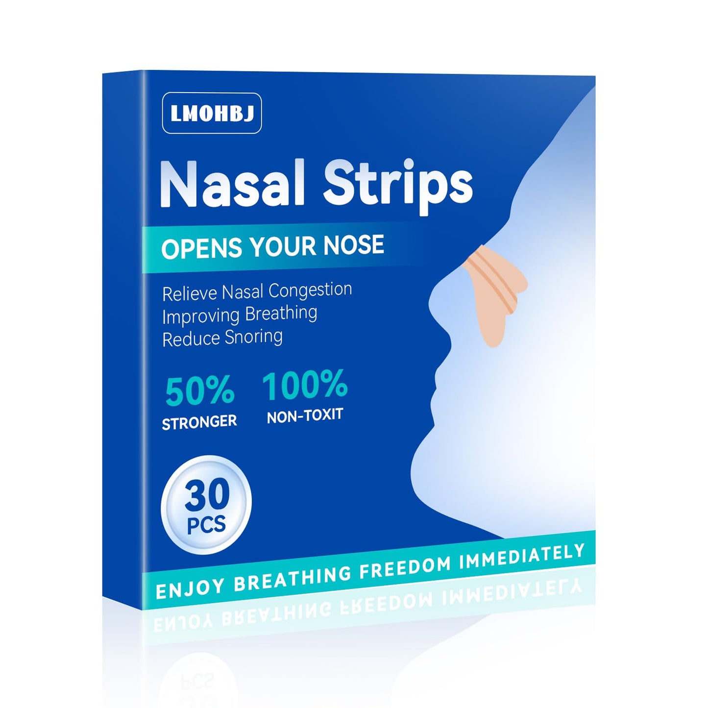 30Pcs Nasal Strips Anti Snoring, Extra Strength Nose Strips Breathing, Nose Tape for Sports and Sleep, Anti Snoring Strips Help Stop Snoring and Nasal Congestion Relief