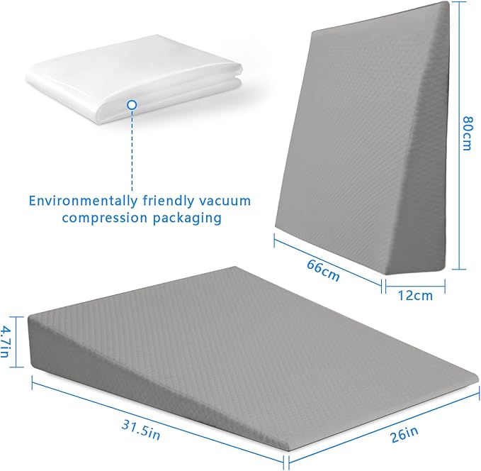 Bed Wedge Pillow Triangle Belt Foam for, Knee, Small Leg, Reading, Maternity (White)