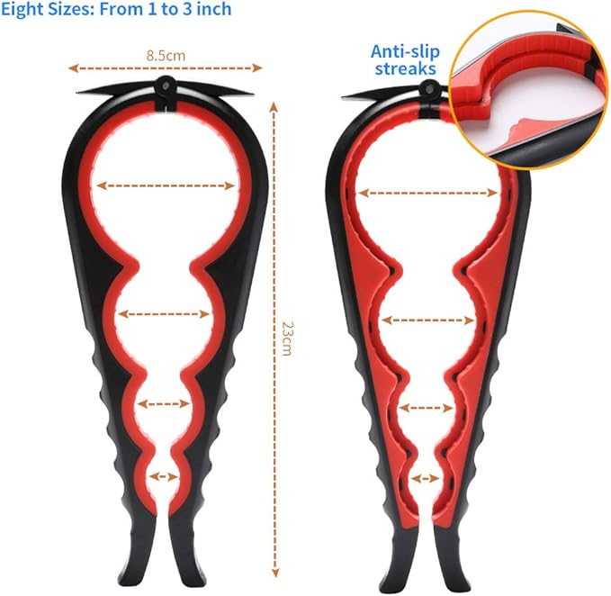 Jar Opener Can Opener Bottle Opener for Senior, Arthritis Hands and Anyone with Low Strength, Arthritis Jar Opener Get Lids Off Easily(Black and Red)