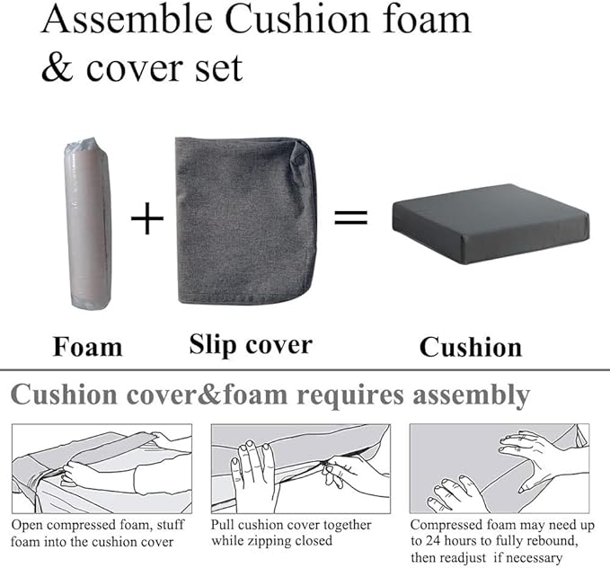 Patio Chair Cushions Set of 2 Non Slip Bottom Chair Pad with Ties Waterproof Square Outdoor Seat Cushion Replacement for Garden Swing Furniture 20x20 Inch, Navy Blue