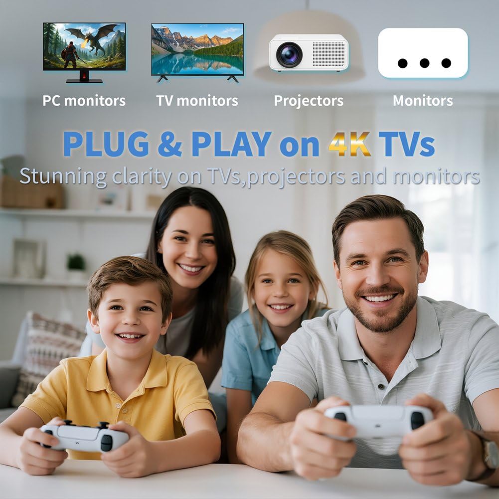 Retro Game Console Stick 2025, 4K HDMI Plug & Play with 20,000+ Classic Games, 64GB Game Stick with 2 Wireless Controllers, Supports 18 Emulators for TV Gaming