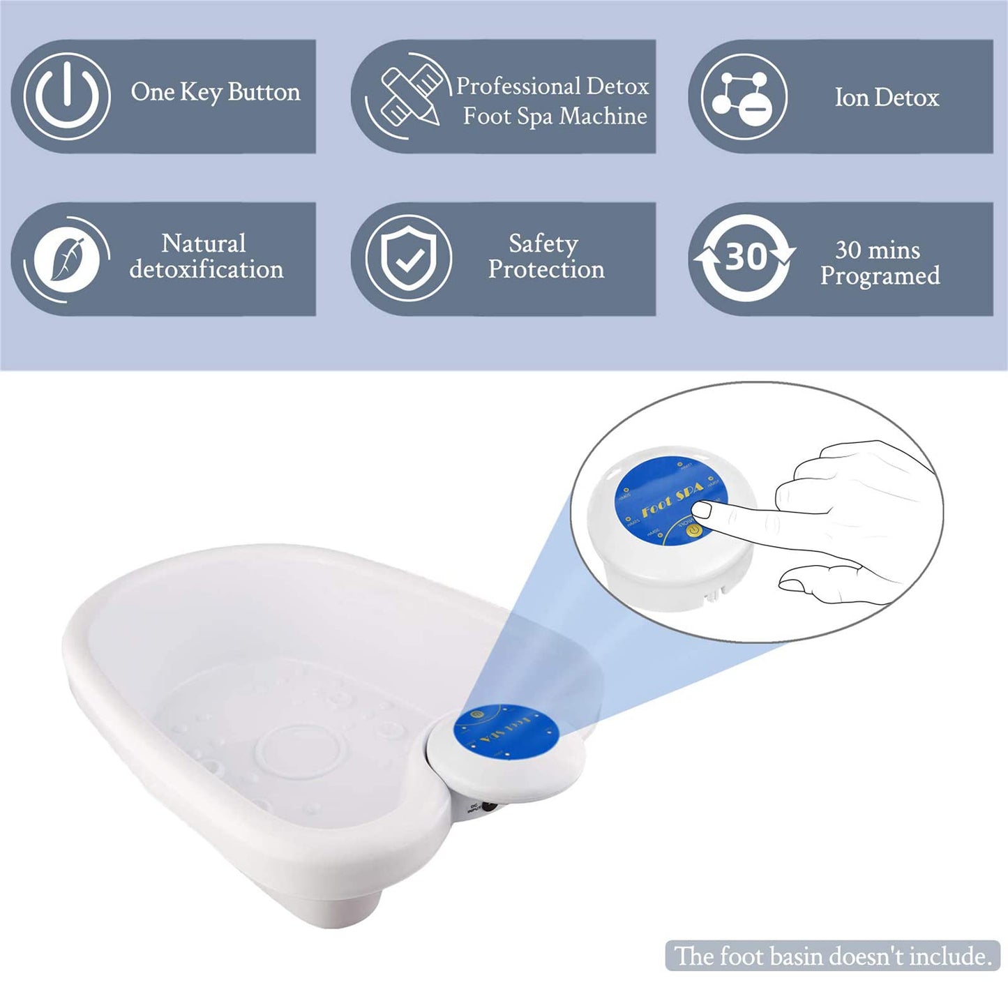 Ionic Foot Bath Detox Machine, Portable Ionic Detox Foot Bath Spa Machine Ion Cleanse Controller for Home Travel Holiday