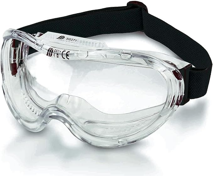 Neiko Pro 53875B Clear Protective Lab Safety Goggles, Chemistry Lab Goggles, Scientific, Construction Goggles, Contractor,...
