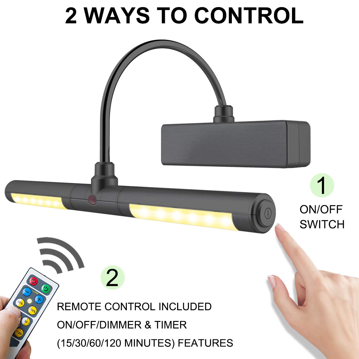 Luxsway Wireless Picture Light With Remote, 8.9 Battery-Operated, 3 Brightness Modes, F Black, Dy602Yw-Black