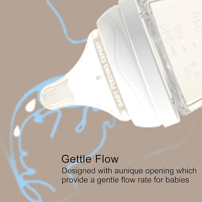 Natural Glass Baby Bottles Gentle & Extra Slow Flow, Newborn Breastfeeding Bottle with Anti Colic Nipple for 0 Months Babies, 3 Packs (White (8 Ounce), 1 Count (Pack of 3))