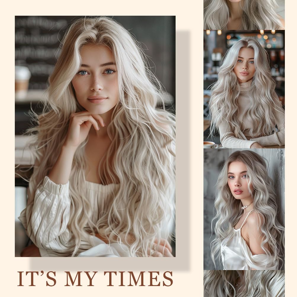 Style Icon HD Lace Front Wig 26 Inch Long Body Wave Wigs Synthetic Fiber Highlight Beige Blonde Blend Color Pre Plucked Baby Hai