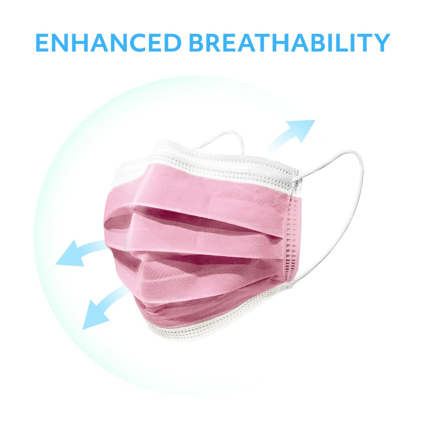 MAGICARE Pink Face Mask, Disposable - 3 Ply, Premium Pink Mask for Adults - Soft, Breathable, Comfortable - Disposable Face Masks for Women & Men (50/Box)