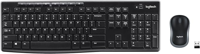Logitech MK270 Wireless Keyboard and Mouse Combo for Windows, 2.4 GHz, 8 Multimedia Keys, PC, Laptop, Wireless Keyboard Co...