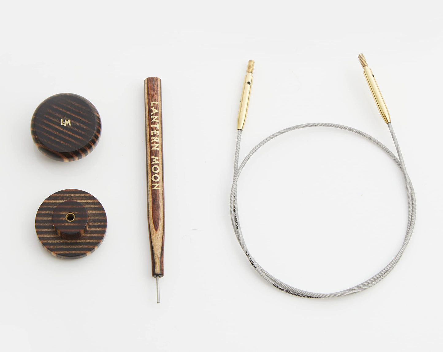 Lantern Moon Swivel Cords, Stainless, 47in / 120 cm, Ebony Wood, Dark Brown, Model 350606